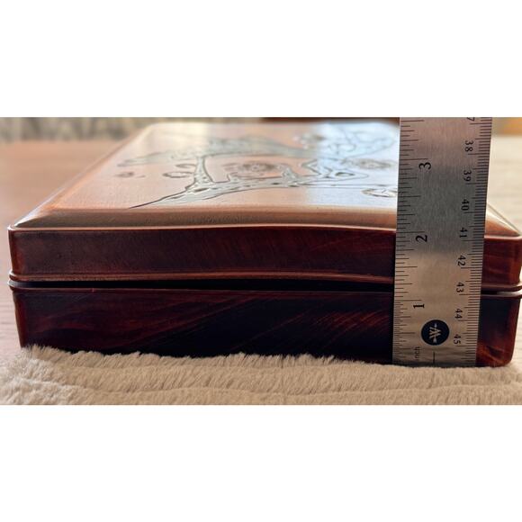 Vintage Japanese Urushi Lacquer Art Wooden Box, Handcarved Bird & Flower, Signed - Picture 15 of 16